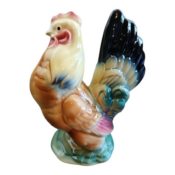 Vintage 1950s Royal Copley Porcelain Hen & Rooster Figurine Statue - Picture 3 of 8